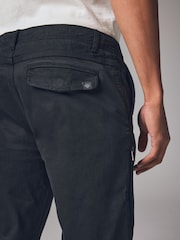 Black Slim Fit Zip Detail Stretch Trousers - Image 5 of 11