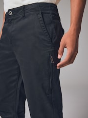 Black Slim Fit Zip Detail Stretch Trousers - Image 6 of 11