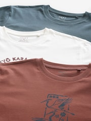 أزرق/أحمر/بيج فاتح - Graphic 100% Cotton T-Shirts 3 Pack - صورة 11 من 12