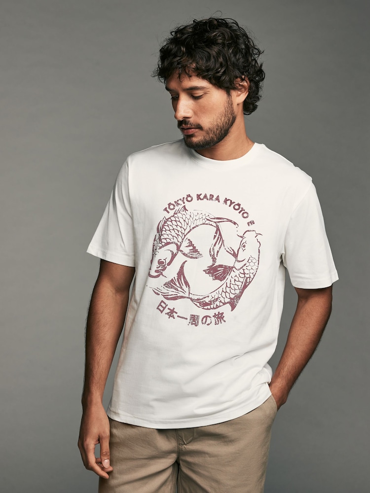 أزرق/أحمر/بيج فاتح - Graphic 100% Cotton T-Shirts 3 Pack - صورة 2 من 12