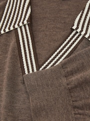 Reiss Taupe Brown Neva Wool Open-Collar Short-Sleeve Polo Shirt - Image 6 of 6