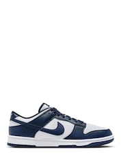 Nike Navy/White Dunk Low Retro Trainers - Image 1 of 10