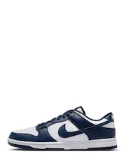 Nike Navy/White Dunk Low Retro Trainers - Image 2 of 10