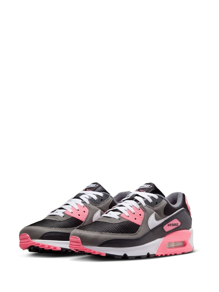 Nike Pink/Black Air Max 90 Trainers - Image 2 of 10