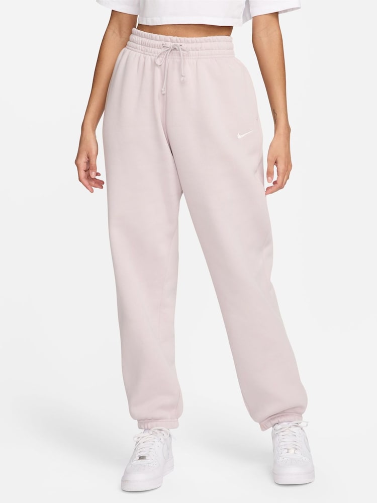 Nike Pale Pink Phoenix Fleece High-Waisted Oversized Joggers - Image 1 of 8