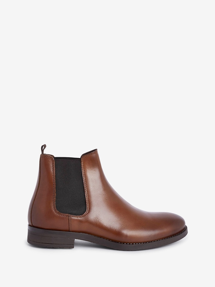 Braun - Jack & Jones Chelsea-Stiefel aus Leder - Bild 1 von 7