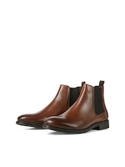 Braun - Jack & Jones Chelsea-Stiefel aus Leder - Bild 3 von 7