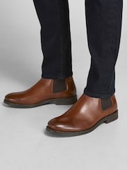 Braun - Jack & Jones Chelsea-Stiefel aus Leder - Bild 7 von 7