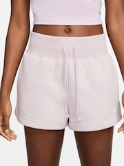 Nike Pale Pink Phoenix Fleece High Waisted Shorts - Image 3 of 8