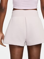 Nike Pale Pink Phoenix Fleece High Waisted Shorts - Image 4 of 8