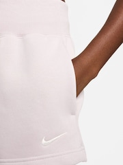 Nike Pale Pink Phoenix Fleece High Waisted Shorts - Image 6 of 8