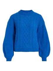 VILA Blue Round Neck Cosy Cable Knit Jumper - Image 5 of 5
