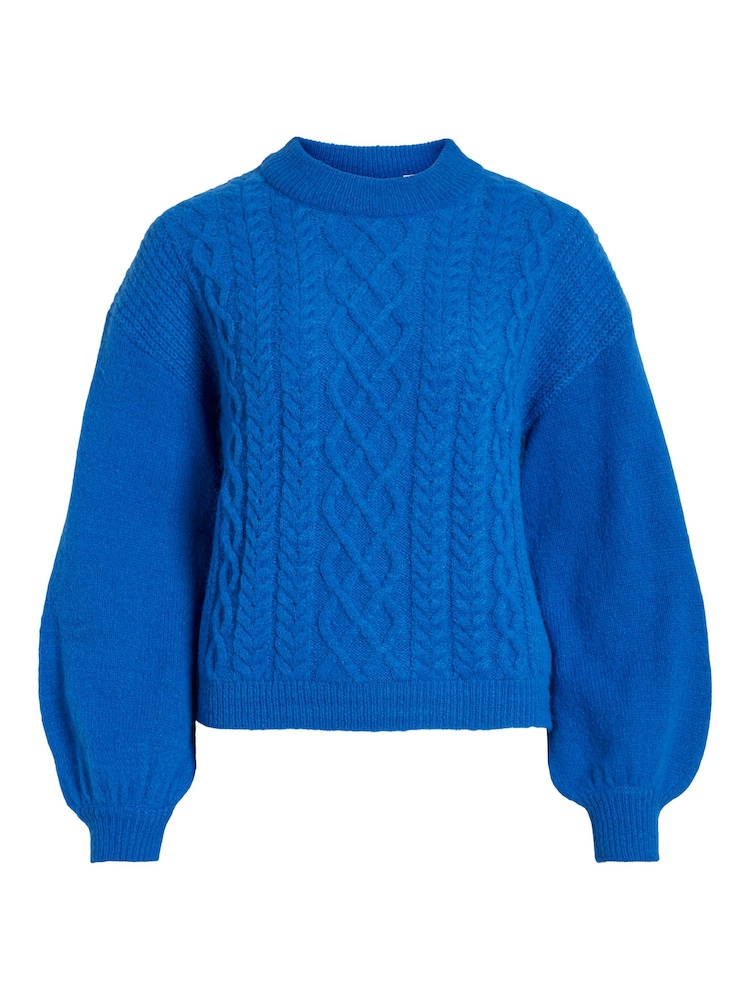 VILA Blue Round Neck Cosy Cable Knit Jumper - Image 5 of 5