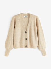 JDY Cream Soft Touch Puff Sleeve Cardigan Jumper - Image 4 of 4