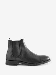 Schwarz - Jack & Jones Chelsea-Stiefel aus Leder - Bild 1 von 7