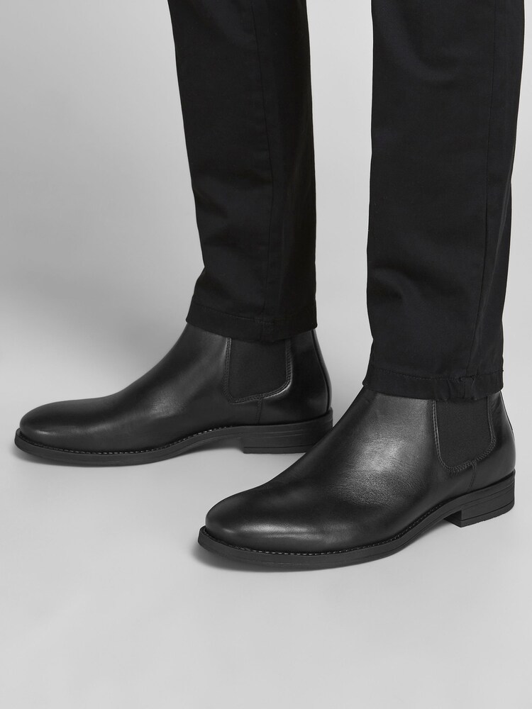 Schwarz - Jack & Jones Chelsea-Stiefel aus Leder - Bild 7 von 7