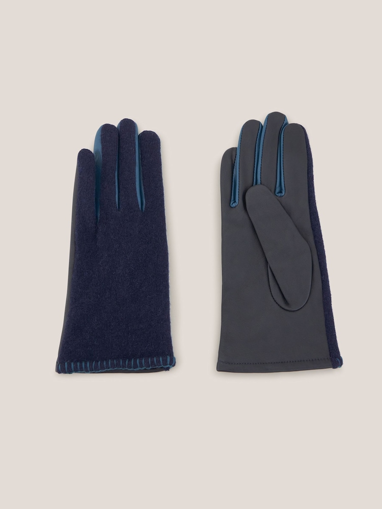 White Stuff Blue Leather Lucie Gloves - Image 2 of 3 White Stuff Blue Leather Lucie Gloves - Image 2 of 3