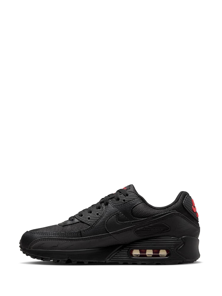 Nike Black/Grey Air Max 90 Trainers - Image 2 of 10