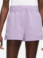 Nike Lilac Purple Phoenix Fleece High Waisted Shorts - Image 1 of 4
