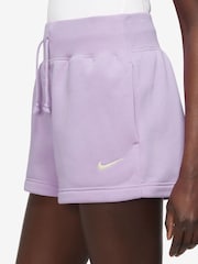 Nike Lilac Purple Phoenix Fleece High Waisted Shorts - Image 3 of 4