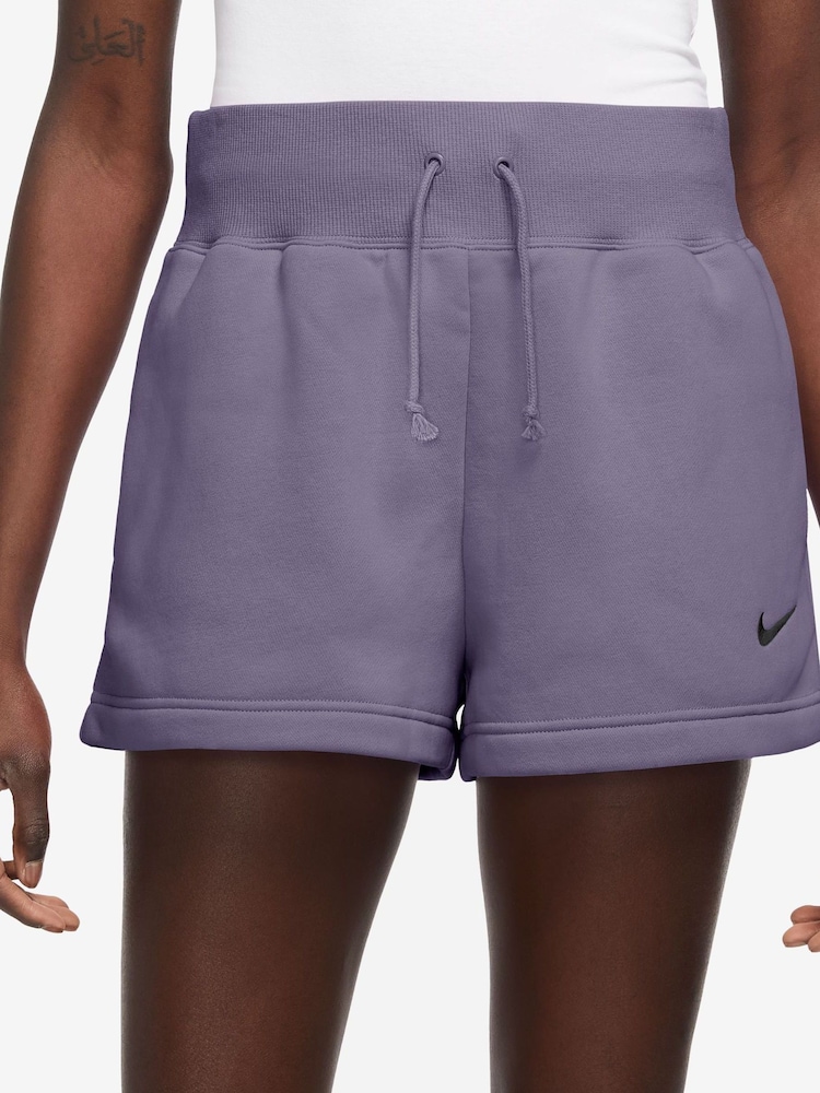 Nike Purple Phoenix Fleece High Waisted Shorts - Image 1 of 4
