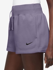 Nike Purple Phoenix Fleece High Waisted Shorts - Image 3 of 4