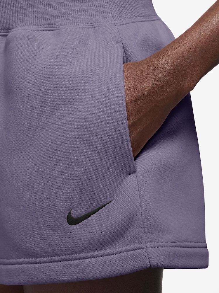 Nike Purple Phoenix Fleece High Waisted Shorts - Image 4 of 4