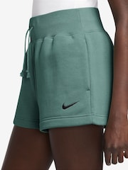 Nike Green Phoenix Fleece High Waisted Shorts - Image 3 of 4