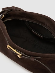 Reiss Chocolate Oriana Suede Belted Shoulder Bag - Image 5 of 8