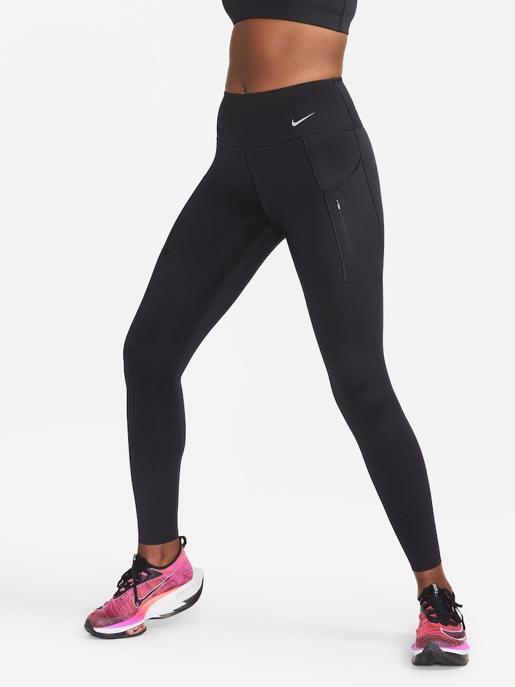 Nike Black Go Firm Support Mid Rise Full Length Leggings with Pockets - Image 1 of 10