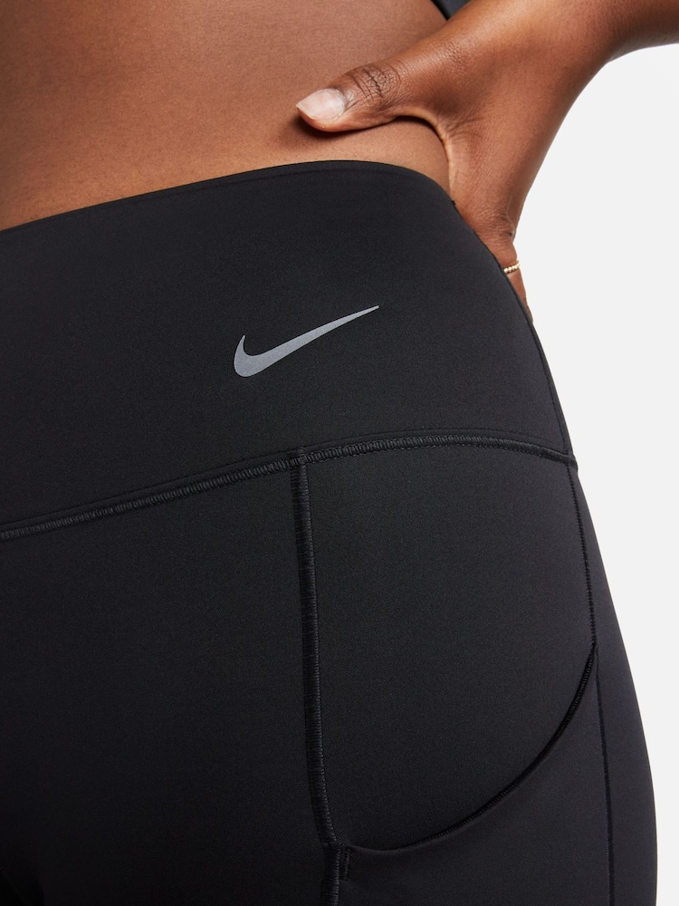Nike Black Go Firm Support Mid Rise Full Length Leggings with Pockets - Image 8 of 10
