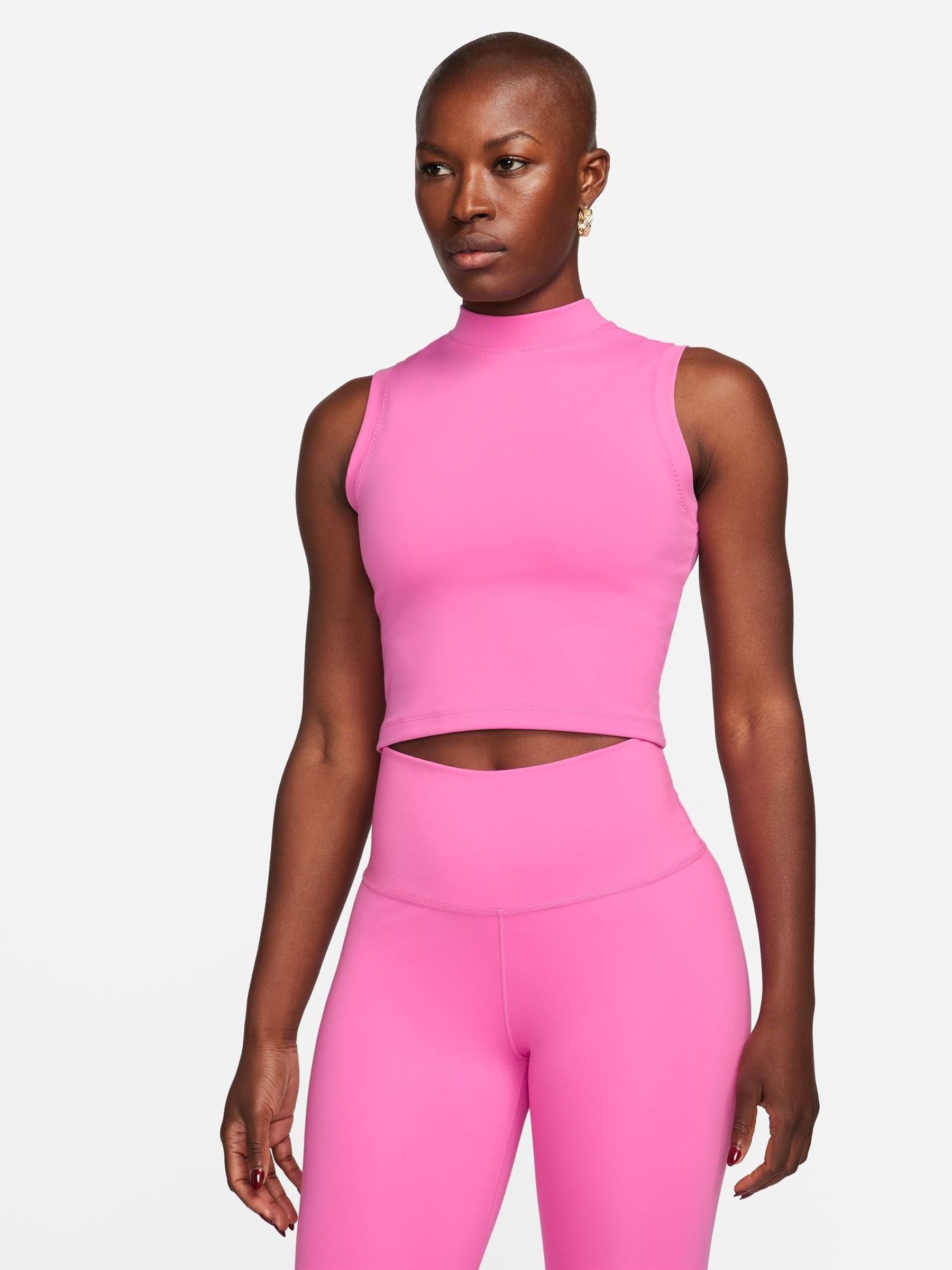 Buy Nike Pink One Dri FIT Mock Neck Cropped Tank Top from Next Luxembourg