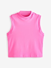 Nike Pink One Dri-FIT Mock Neck Cropped Tank Top - Image 7 of 9