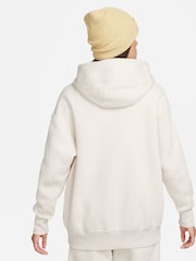 Nike Light Wood Natural Oversized Sportswear Phoenix Fleece Mini Swoosh Pullover Hoodie - Image 2 of 10