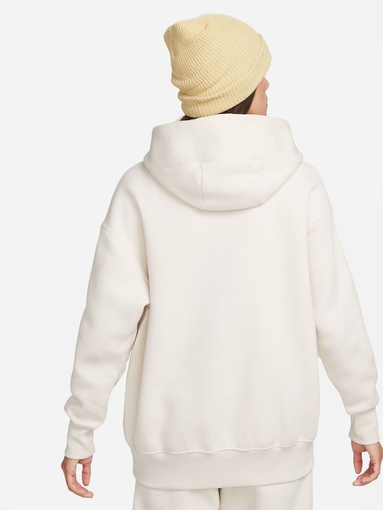 Nike Light Wood Natural Oversized Sportswear Phoenix Fleece Mini Swoosh Pullover Hoodie - Image 2 of 10