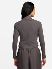 Nike Brown Zip Up Ribbed Knit Jacket - Image 2 of 6