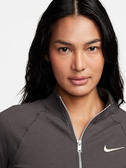 Nike Brown Zip Up Ribbed Knit Jacket - Image 3 of 6
