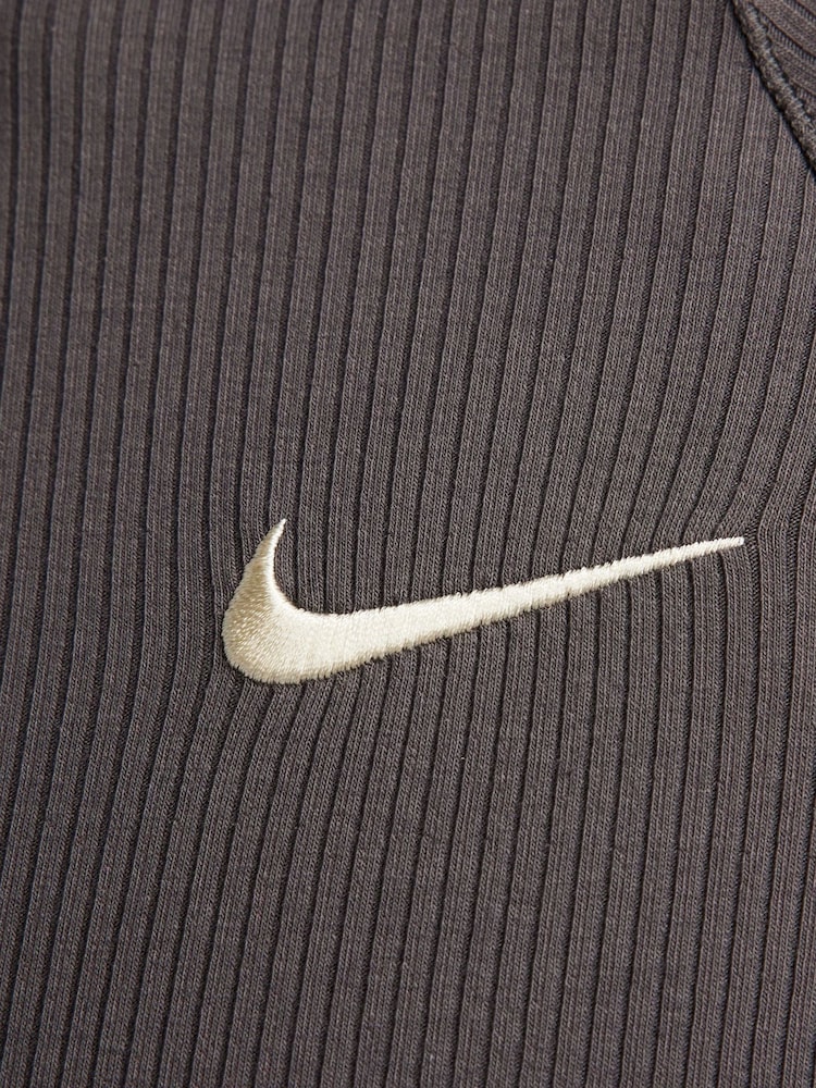 Nike Brown Zip Up Ribbed Knit Jacket - Image 6 of 6
