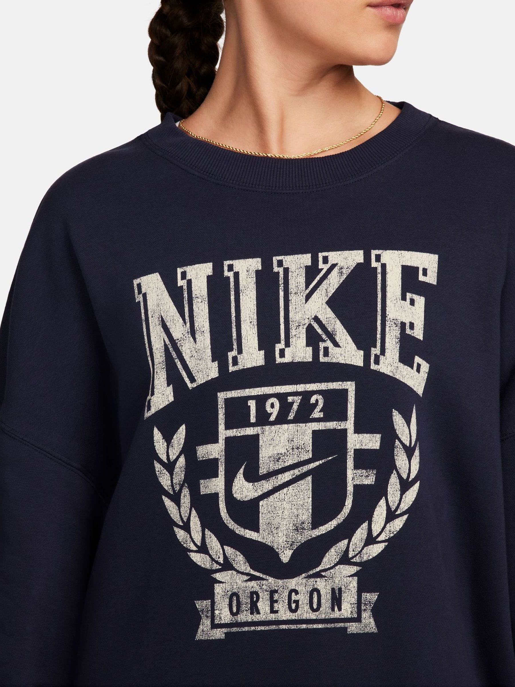 Buy Nike Navy Varsity Oversized Fleece Crew Neck Sweatshirt from Next Luxembourg