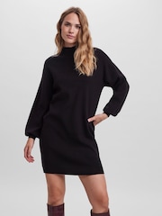 VERO MODA Black Puff Sleeve Jumper Dress - Image 1 of 4