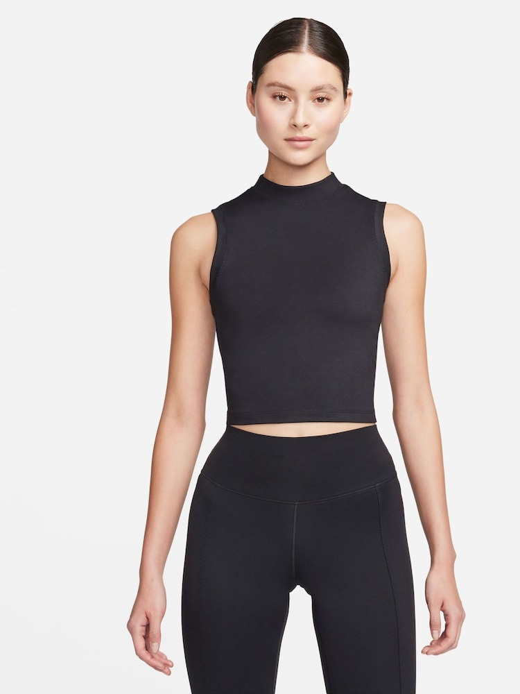 Nike Black Dri-FIT Mock-Neck Cropped Tank Top - Image 1 of 9