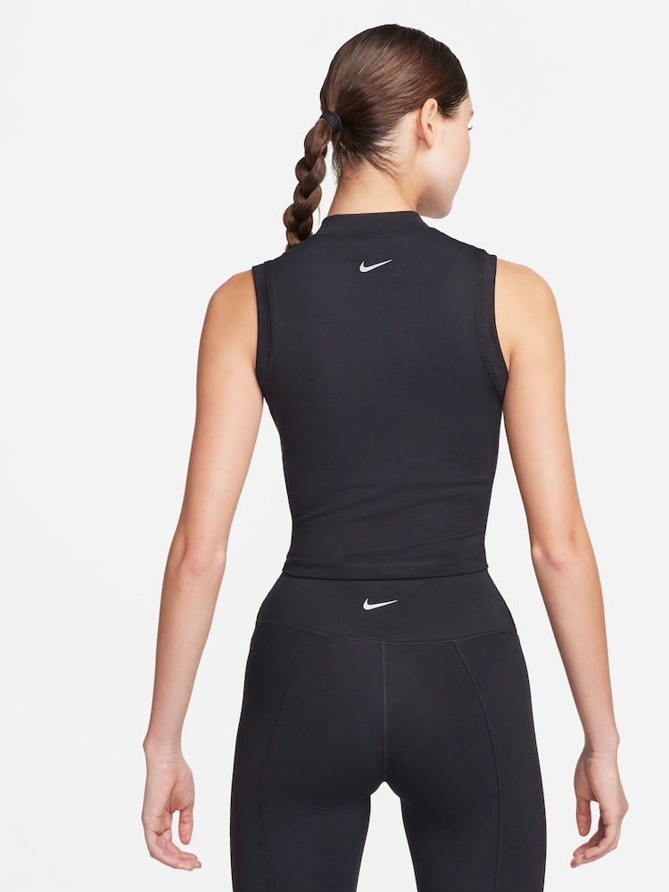 Nike Black Dri-FIT Mock-Neck Cropped Tank Top - Image 2 of 9