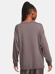 Nike light brown Oversized Mini Swoosh Long Sleeve 100% Cotton T-Shirt - Image 2 of 6