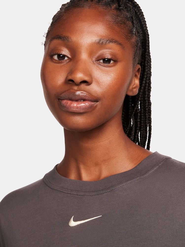 Buy Nike light brown Oversized Mini Swoosh Long Sleeve 100% Cotton