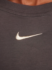Nike light brown Oversized Mini Swoosh Long Sleeve 100% Cotton T-Shirt - Image 5 of 6