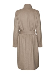 VERO MODA Brown Funnel Neck Belted Coat With Wool Mix - Image 6 of 6