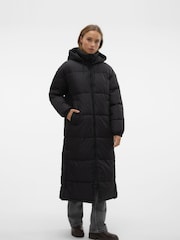 VERO MODA Black Longline Hooded Padded Coat - Image 1 of 6