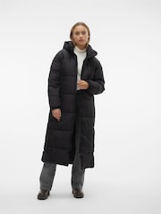 VERO MODA Black Longline Hooded Padded Coat - Image 2 of 6