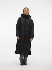 VERO MODA Black Longline Hooded Padded Coat - Image 3 of 6