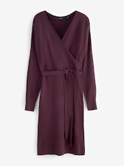 Бордовый - Вязаное платье-джемпер с V-образным вырезом и запахом Vero Moda - Image 5 of 6